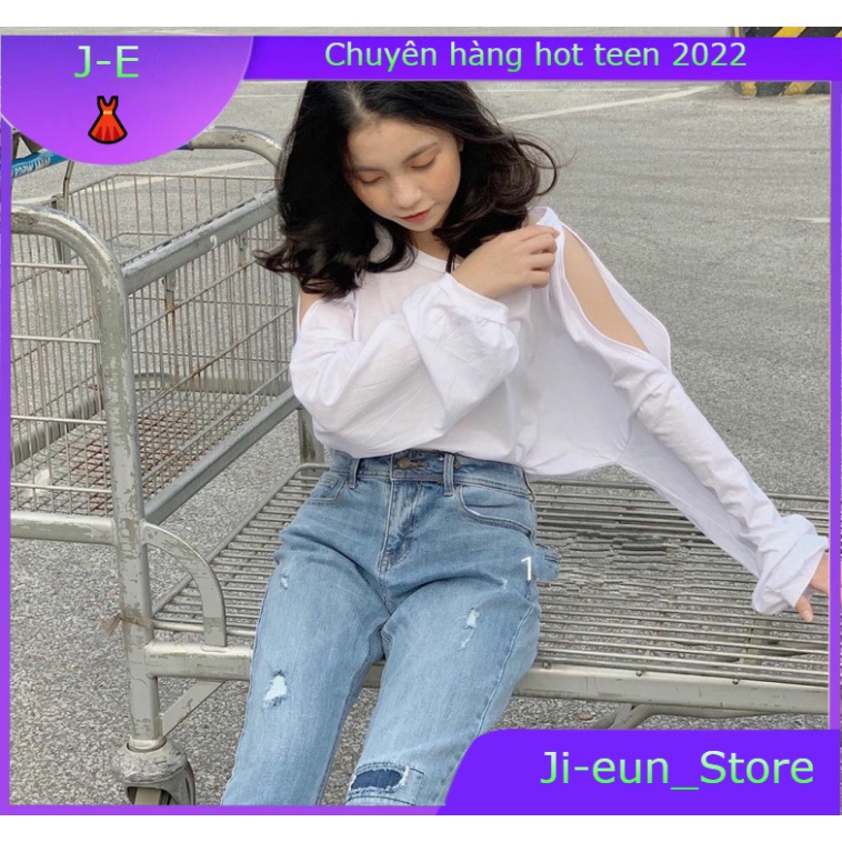 ÁO PULL TRƠN XẺ VAI TRẮNG ĐEN BASIC - (Sp sẵn) - Ji-eun_Store