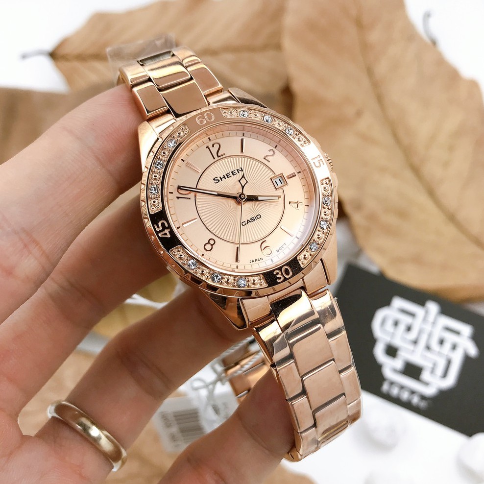 Đồng hồ nữ Casio SHEEN SHE-4532 / SHE-4532PG-4A mặt kính Sapphire chống trầy, hàng chính hãng