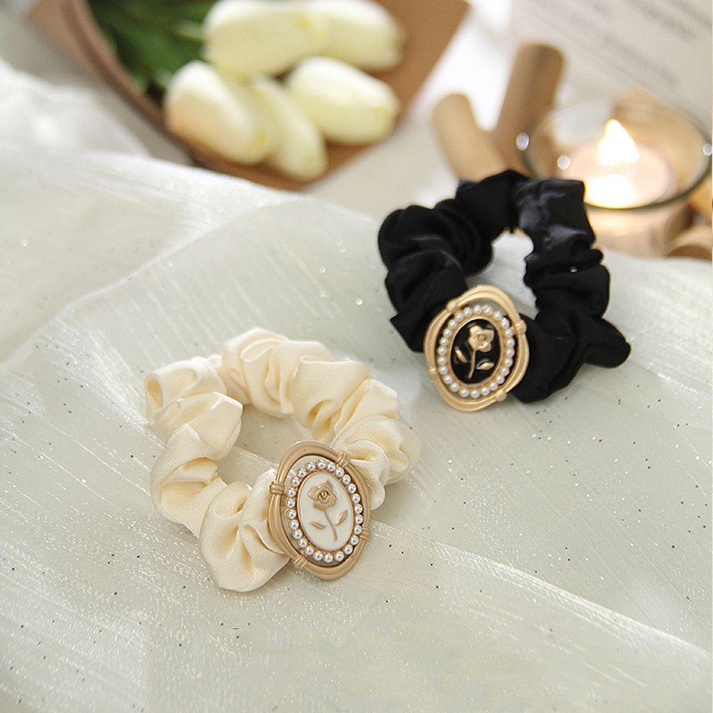 Dây Buộc Tóc Vải Satin Họa Tiết Hoa Phong Cách Retro Thanh Lịch Cho Nữ