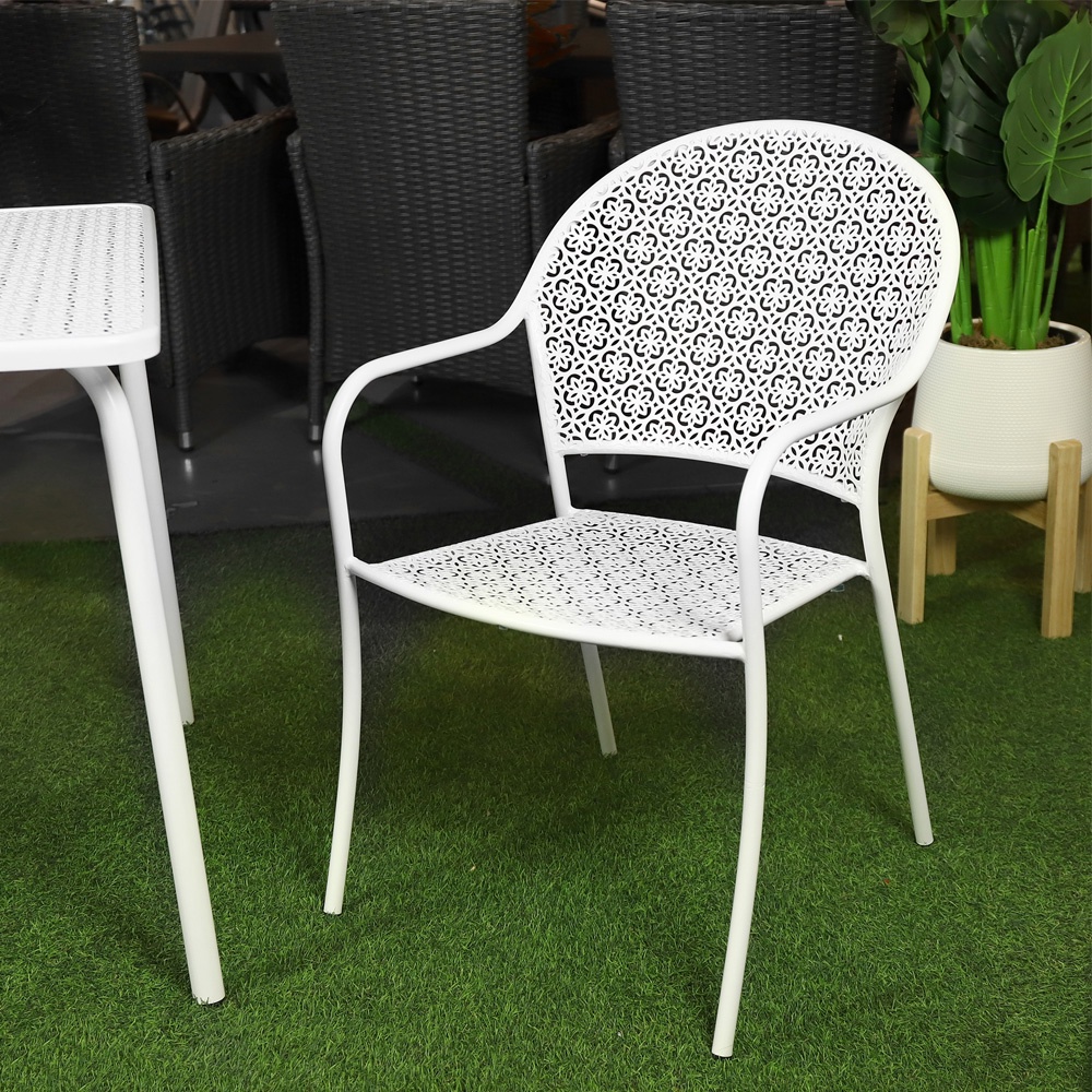 Homebase SPRING Ghế sân vườn Pearla bằng thép 54x54x87cm màu trắng