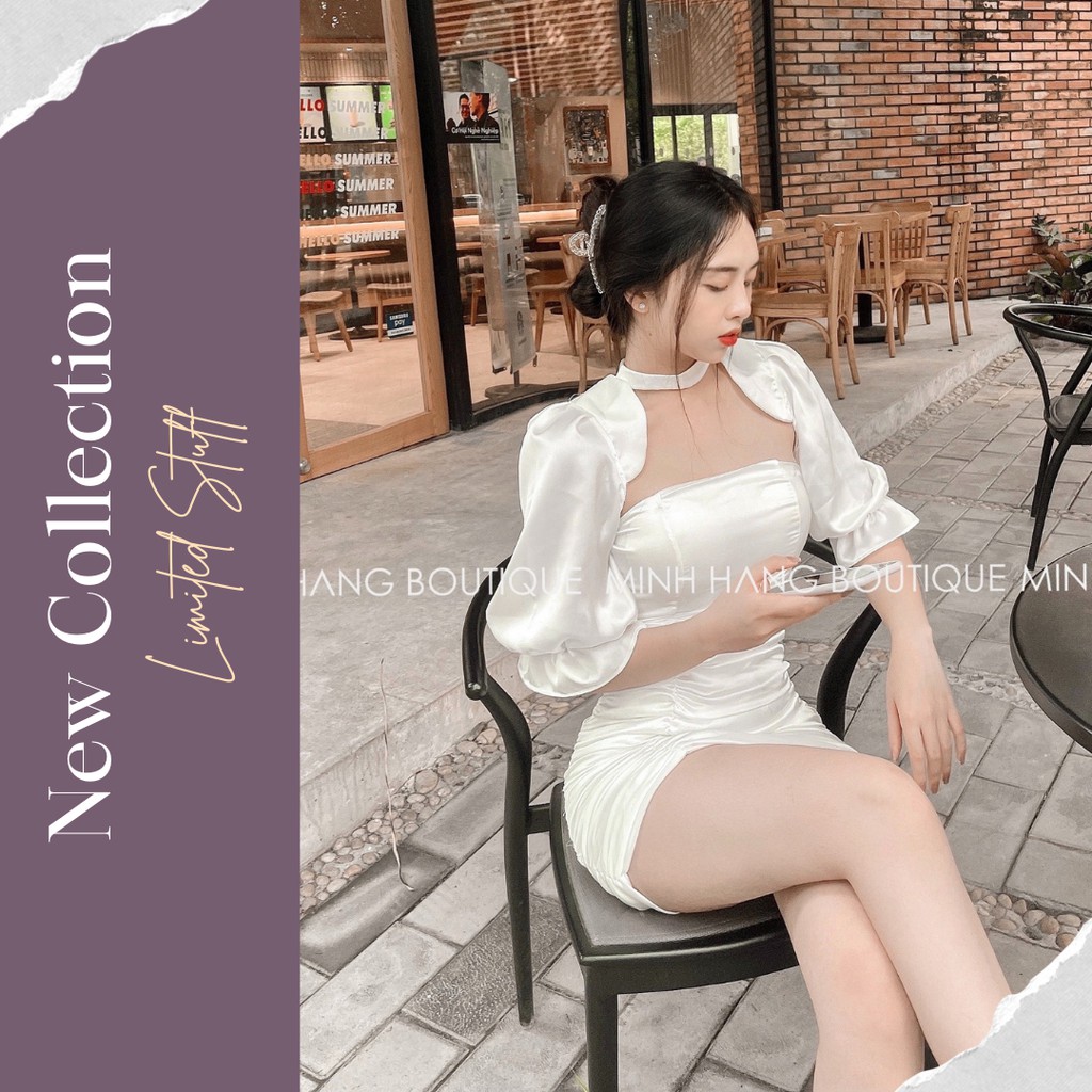 Đầm trắng ôm body sang chảnh, Váy ôm body trắng dự tiệc chất phi xịn