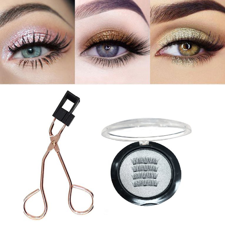 twivnignt 2 Pairs Of Magnetic False Eyelashes And Clip Tool Set Glue Free Magnetism