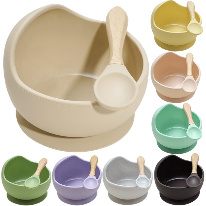 Bộ 3 Món Tô + Muỗng + Yếm Bằng Silicone Cho Bé 0-6 Tuổi