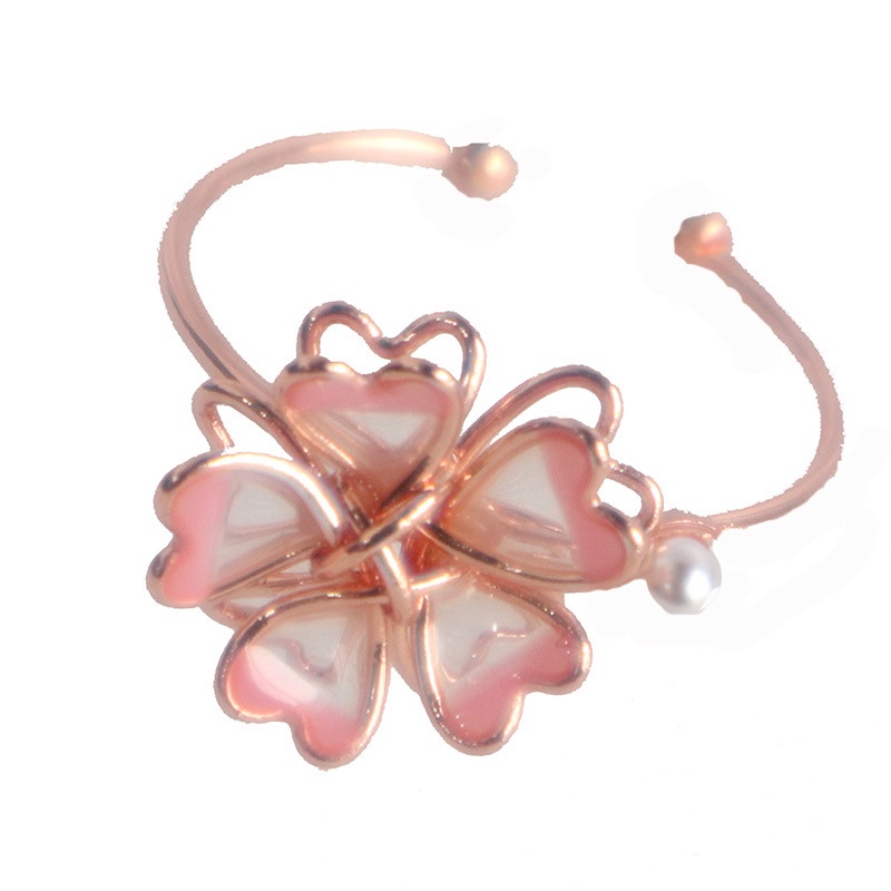 [Hàng Mới Về] Nhẫn Hở Đuôi Hình Hoa Anh Đào Tráng Men Ba Chiều Đính Hạt Ngọc Trai Thời Trang Mùa Hè Cho Nữ