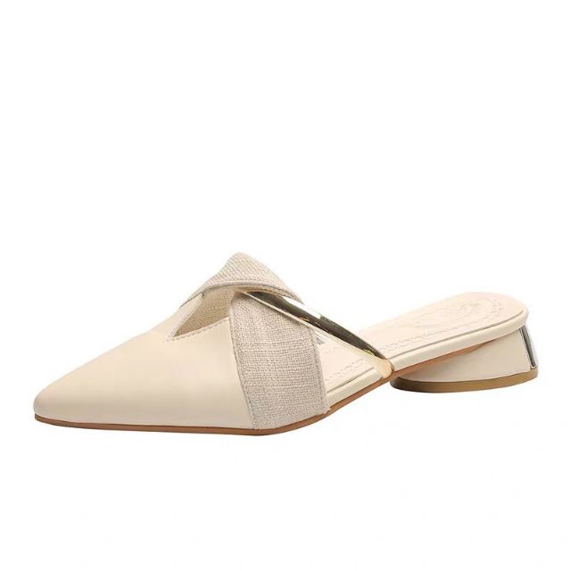 D02- sục nữ, giày mọi mũi nhọn gắn đai ngang phong cách Hàn Quốc | BigBuy360 - bigbuy360.vn