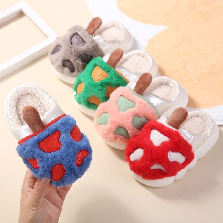 (TH33) Dép Bông Trẻ Em Họa Tiết Cây Nấm Đáng Yêu, Dép Lông Cho Bé