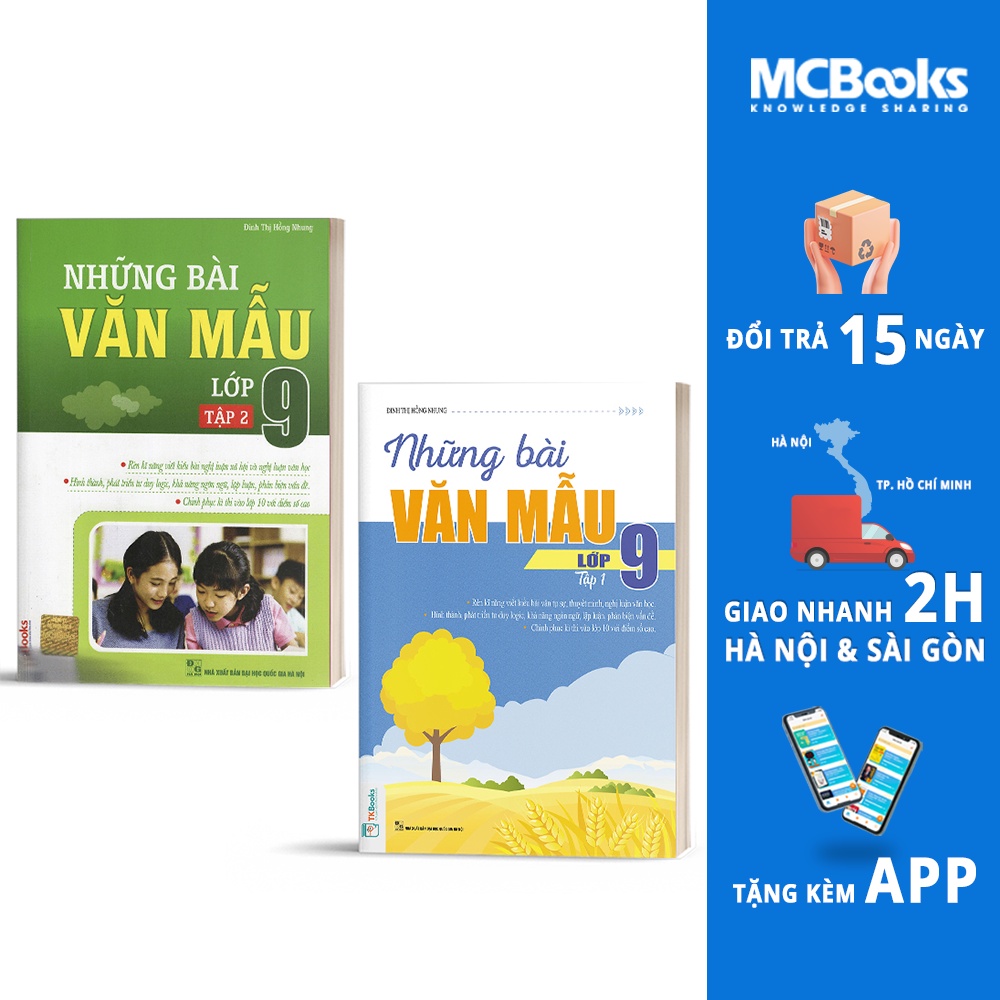 Sách - Combo Những Bài Văn Mẫu Lớp 9 (Tập 1 + 2)