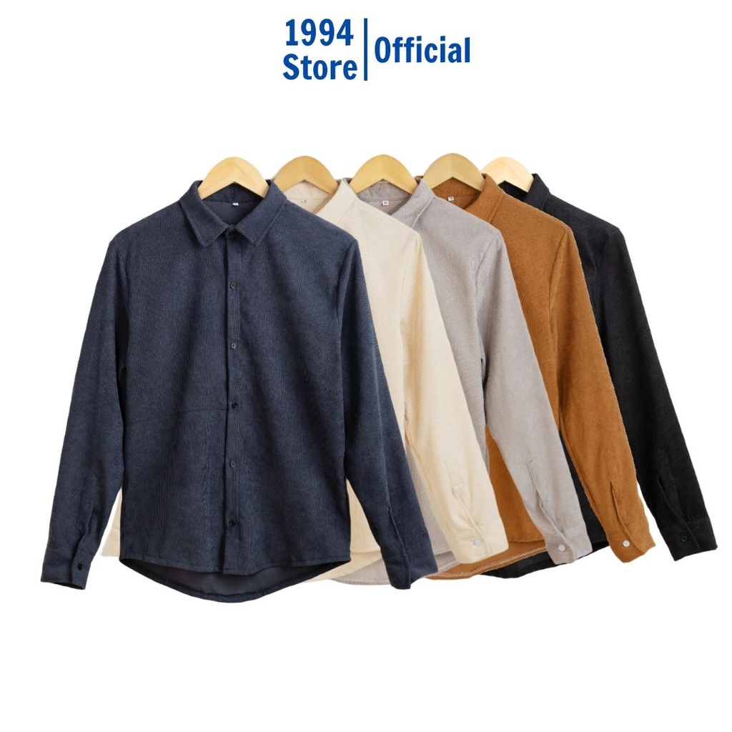 Áo sơ mi Unisex dài tay chất liệu nhung tăm 1994 Fashion form Hàn Quốc phong cách trẻ trung thời trang