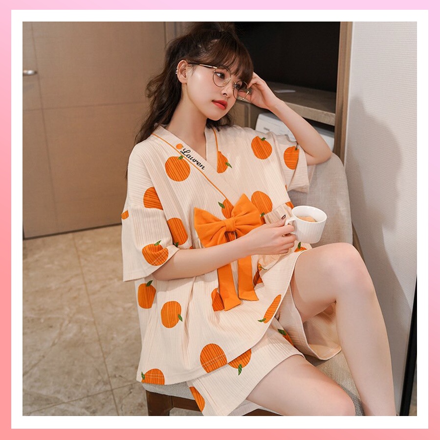 Bộ kimono tiểu thư tay cộc quần cộc cực xinh chất cotton mềm mịn BC21