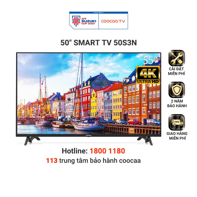 Smart Tivi Netflix 4K UHD Coocaa 50 inch - Model 50S3N - Miễn phí lắp đặt