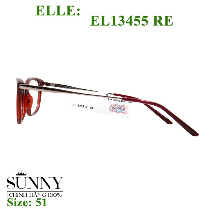 Gọng kính thời trang Elle EL13455 RE chính hãng, bảo hành toàn quốc