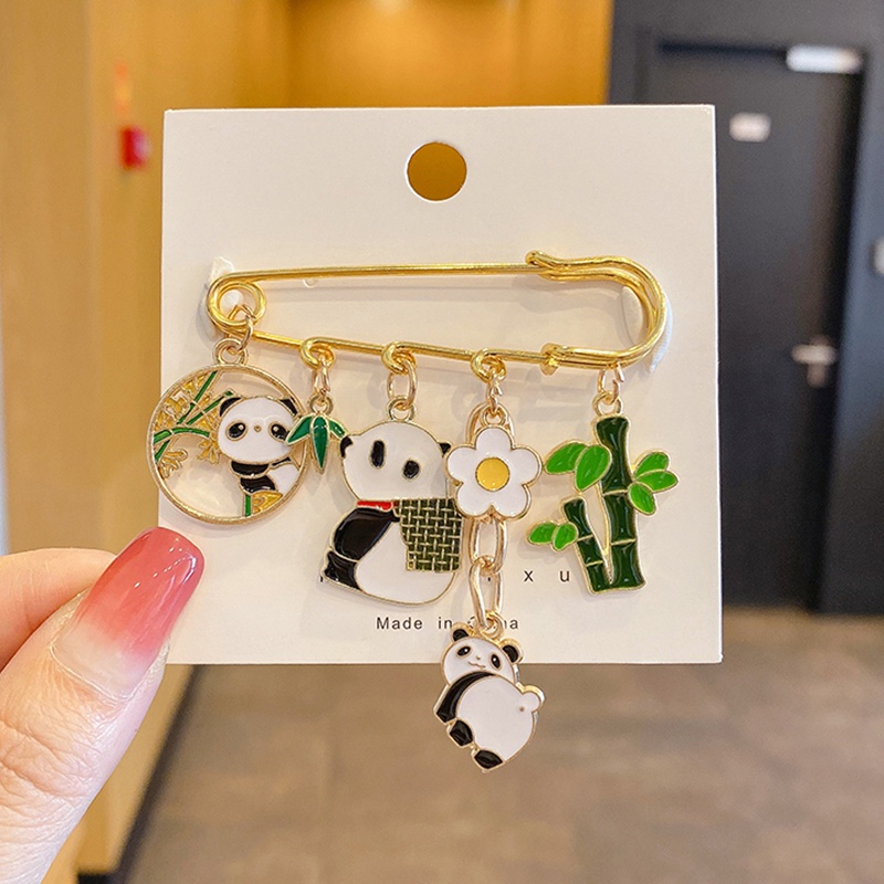 Ghim cài áo quần hình chú mèo may mắn / gấu trúc / xe máy phong cách Hàn Quốc đáng yêu