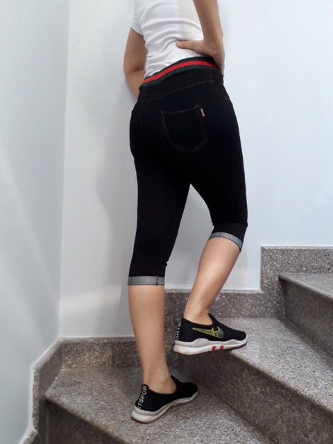 Quần legging giả jean lửng