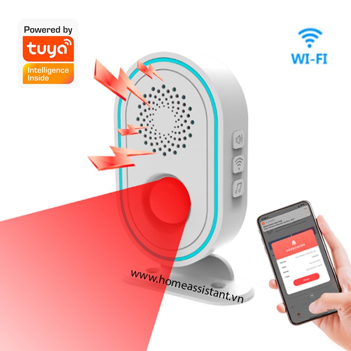 Chuông Báo Khách Kiêm Trung Tâm Báo Trộm Wifi Tuya BK01 (Smart Life)