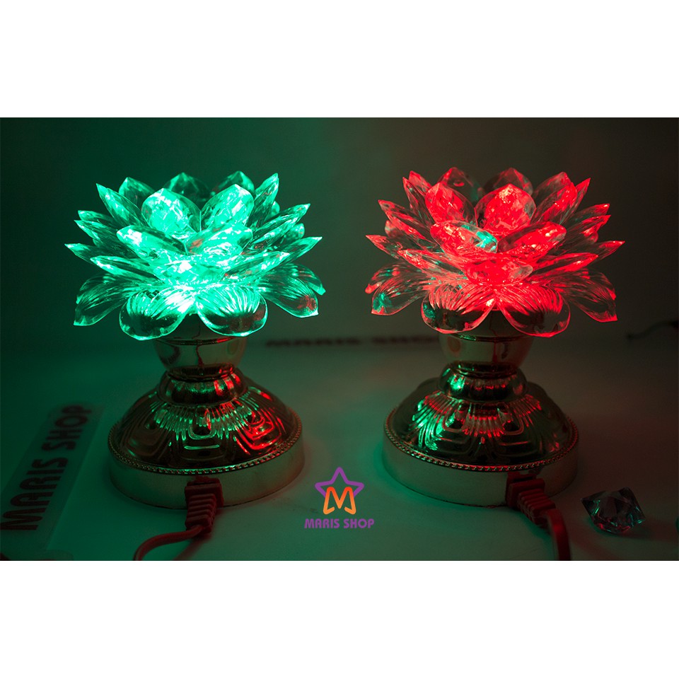 Bộ 2 đèn thờ cúng hoa sen đổi màu , đèn để bàn thờ, đèn hoa sen, đèn bàn thờ phật (MR-SEN1)