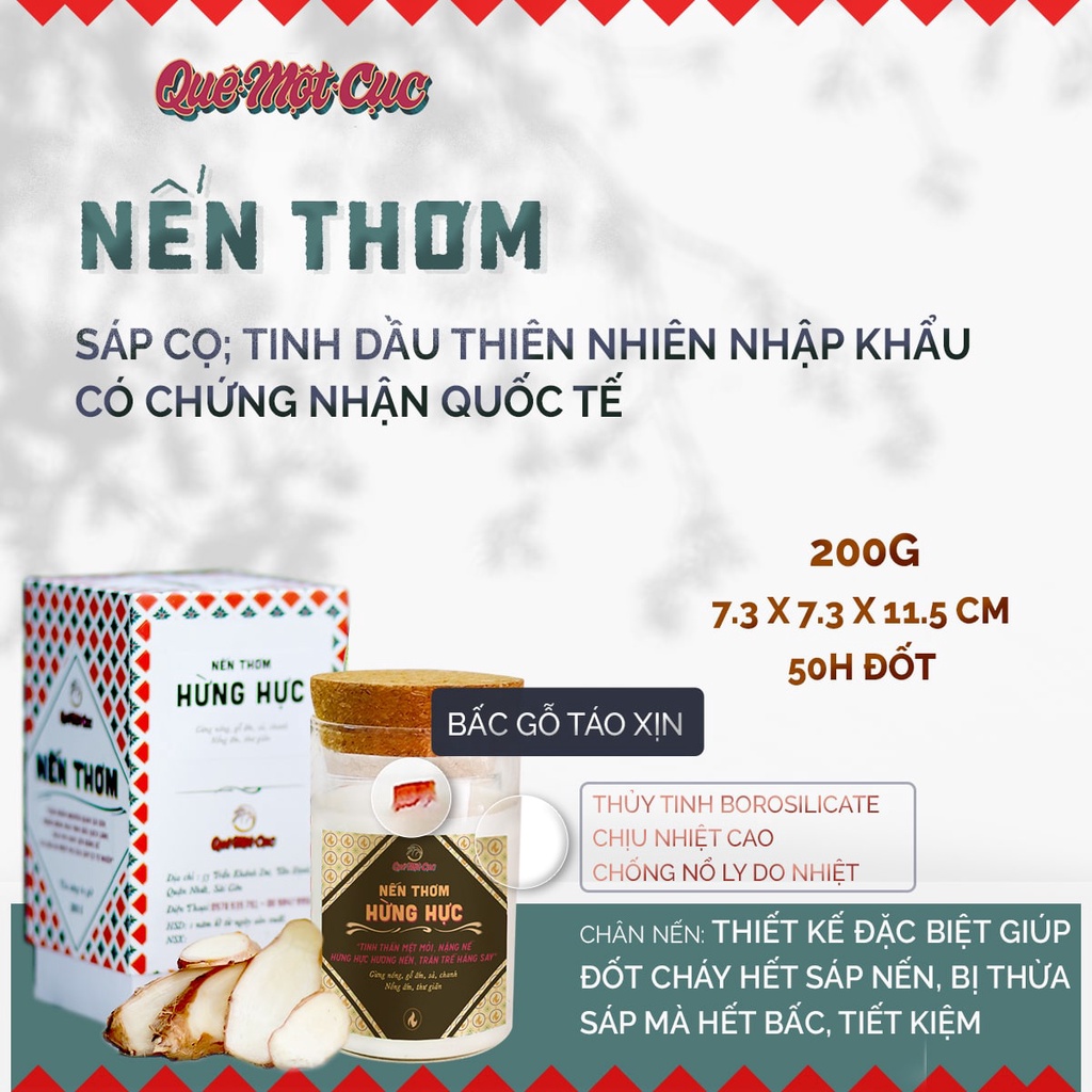 Nến thơm phòng cao cấp, thư giãn, trang trí Nến thơm đẹp tinh dầu thiên nhiên xuất khẩu bấc gỗ QUÊ MỘT CỤC 200g