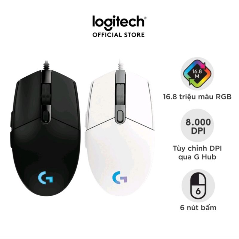 Chuột máy tính, chuột chơi game có dây Logitech G102 RBG Độ Chính Xác Cao 8000DPI hành gà LOL[Bảo Hành 12 Tháng 1 Đổi 1]
