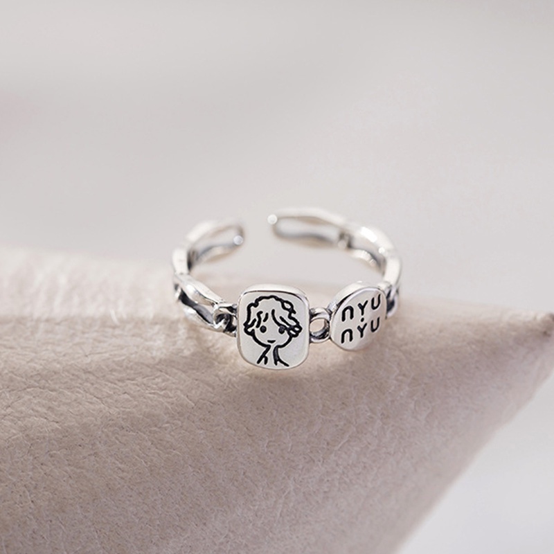 We Flower Vintage Silver Letter Little Prince Open Ring for Women Customized Made for You Finger Jewelry