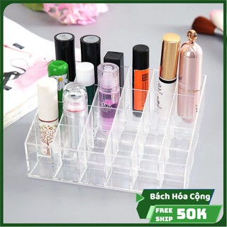 Khay đựng son, dụng cụ trang điểm 24 ô trong suốt