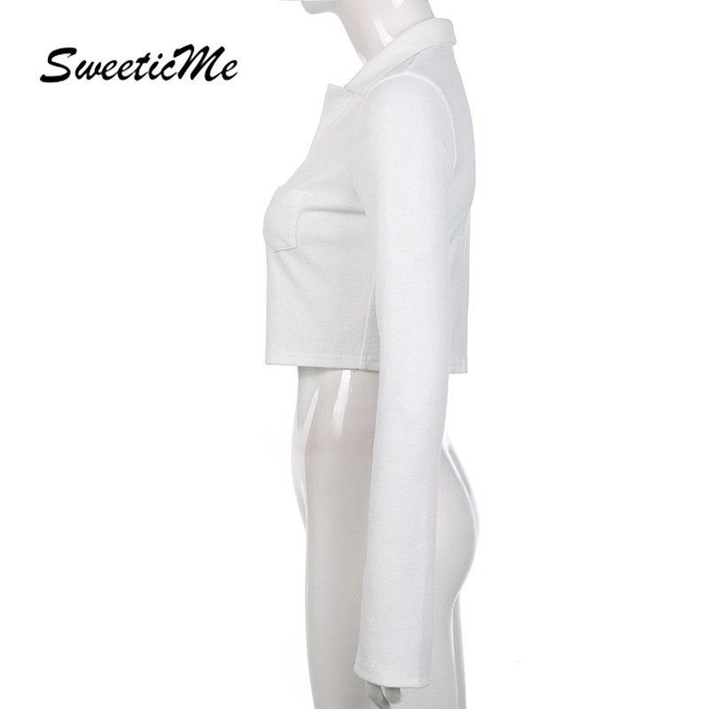 Sweeticme Áo Thun Trơn Tay Dài Có Túi 2021