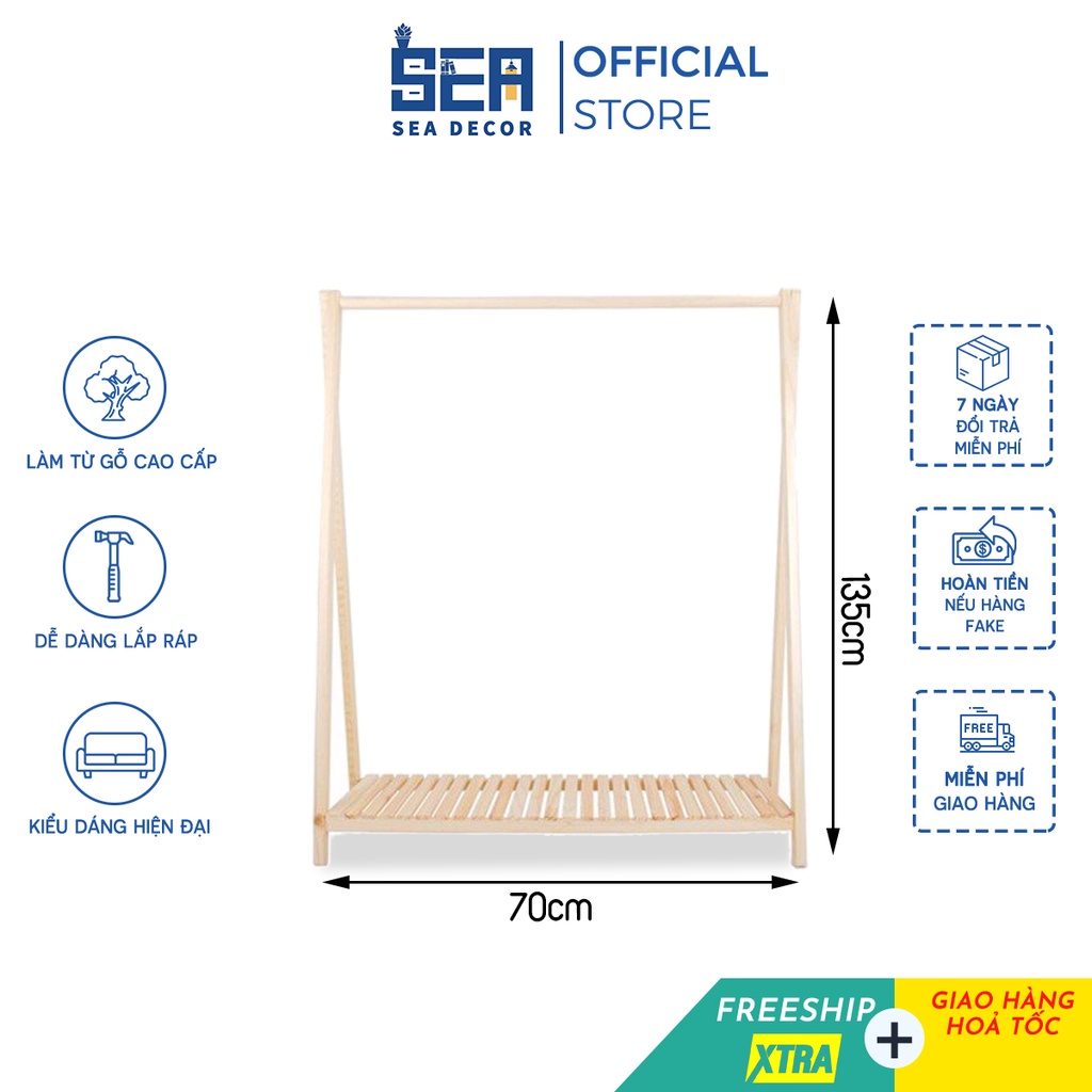 Kệ gỗ treo quần áo chữ A SEADECOR 1 tầng đa năng từ gỗ MDF cao cấp chắc chắn, gọn nhẹ, dễ lắp ráp chống mối mọt