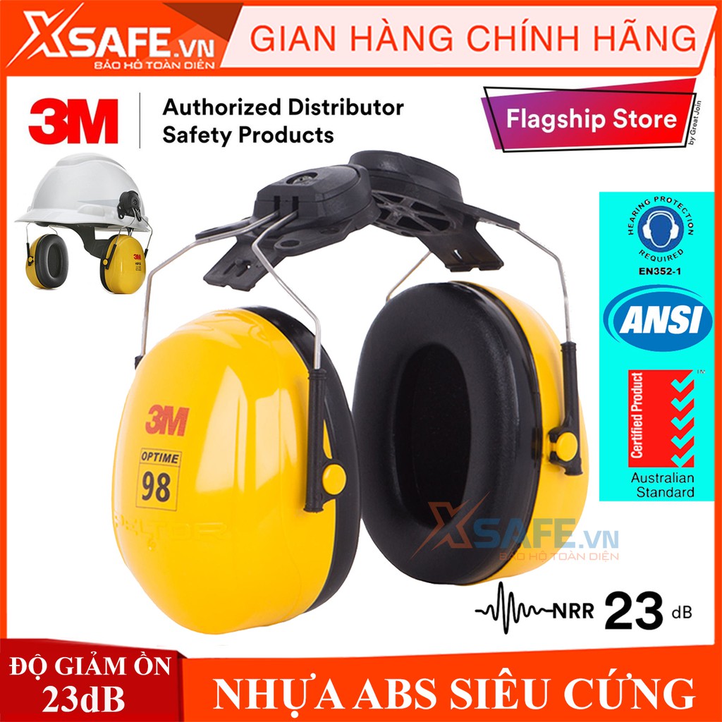 Chụp tai chống ồn 3M H9P3E - Độ giảm ồn 23dB, chụp tai bảo vệ tai gắn mũ bảo hộ, ôm kín khít vành tai người dùng - XSAFE