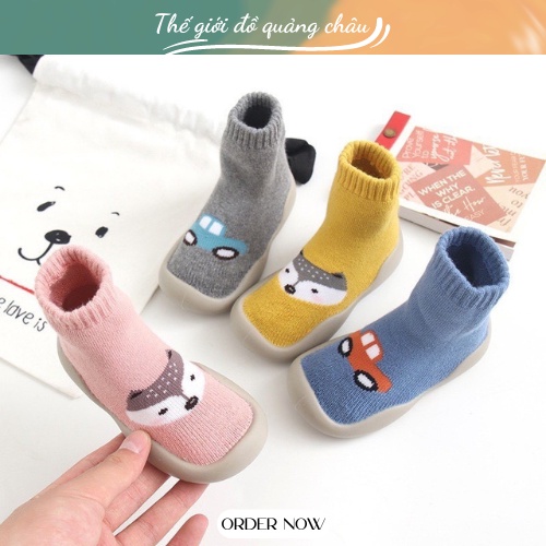 XẢ KHO Giày bún hình thú cao cổ bé trai và bé gái(hình thú Ôto sieu dễ thương)  hàng Quảng Châu cao cấp (GB19)
