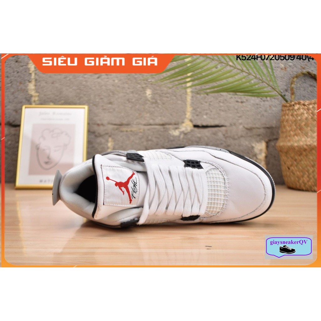 Giày thể thao Air Jordan 4 Retro OG cement siêu đẹp, sang chảnh dành cho nam và nữ , dây giày đỏ JD4