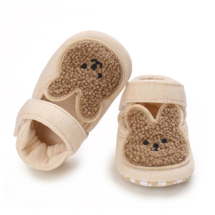 Giày tập đi hình gấu, hình thỏ cho bé 0-18 tháng tuổi 100% cotton hữu cơ tự nhiên chống trơn trượt mã002