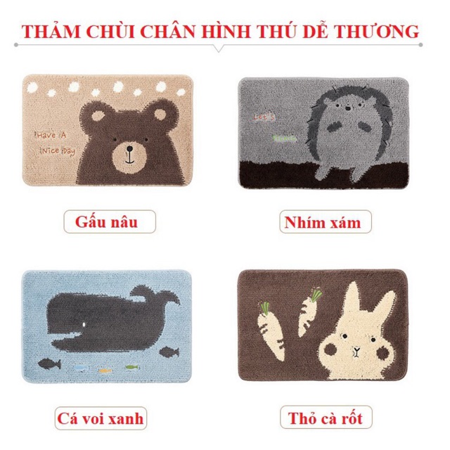 Thảm nhà tắm chùi chân hình thú dễ thương