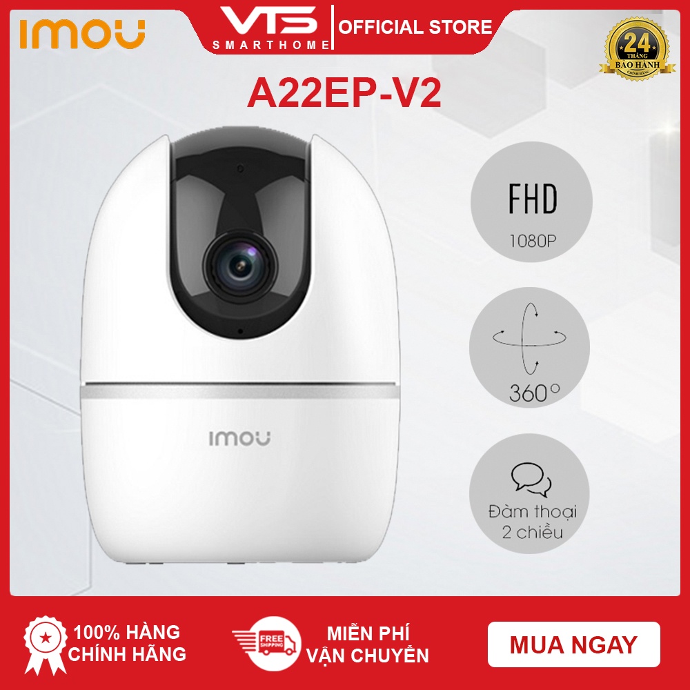 Camera IP Wifi IMOU A22EP 2.0MP, Full HD 1080P, 360 độ, Phát hiện chuyển động, Tích hợp còi báo động