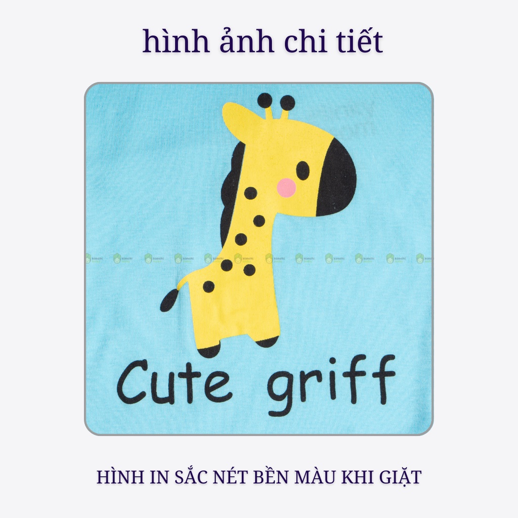 Đồ Bộ Bé Gái, Bé Trai Minky Mom Vải Cotton Bozip Cute Griff, Bộ Cộc Tay Mặc Nhà Cho Bé MKM2216