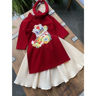 Áo dài nhung cho bé gái