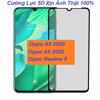 Cường lực 5d xịn cho oppo a5 2020 / a9 2020 / realme 5 full màn full keo viền đen không lấn màn hình