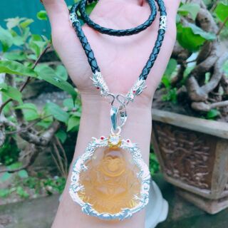 Dây da đầu Rồng mặt Phật bọc bạc
