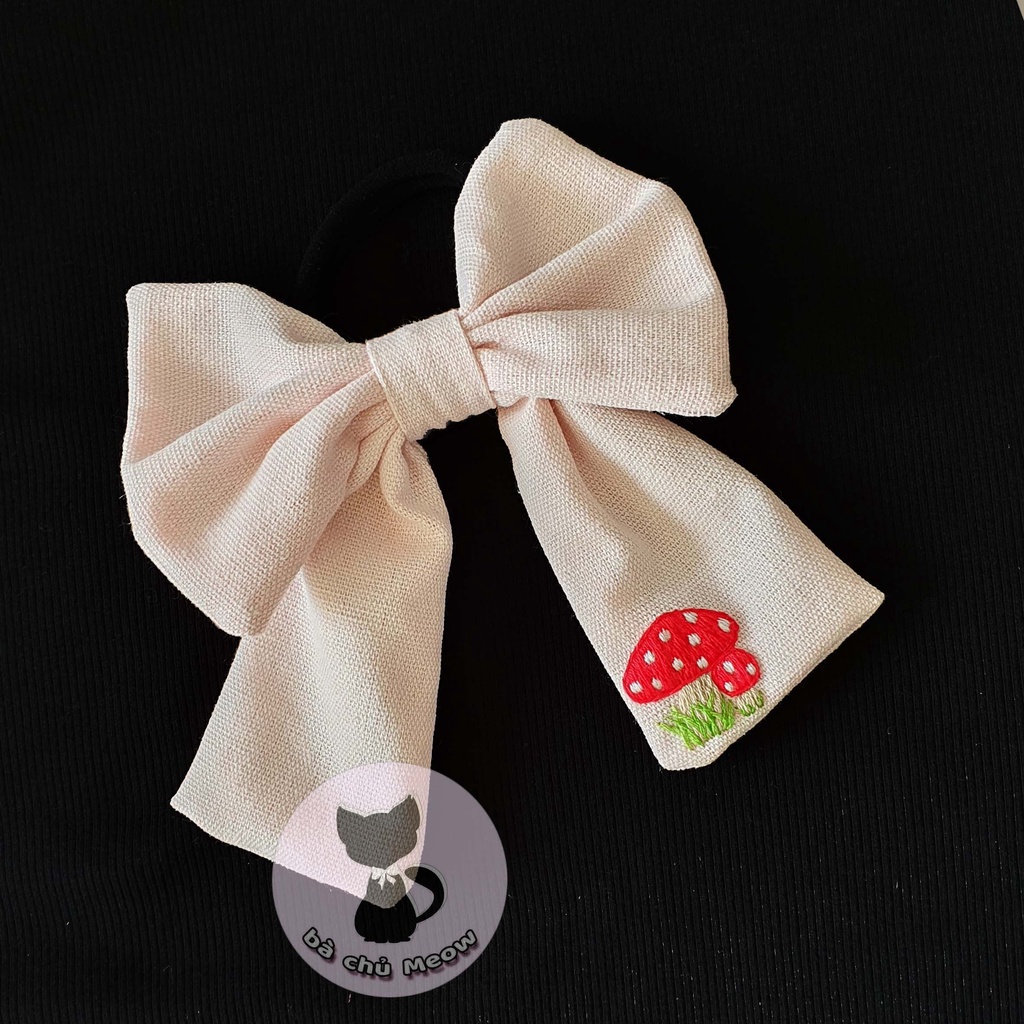 Nơ Cột Tóc Thêu Tay Tông Màu Lộn Xộn