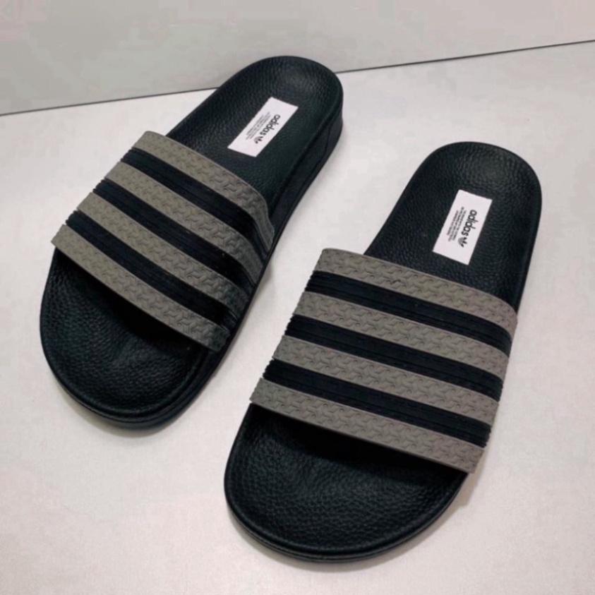 dép nam nữ quai ngang adidas cao cấp 3 sọc 2 màu trắng đen-ghi đen NINSHOP