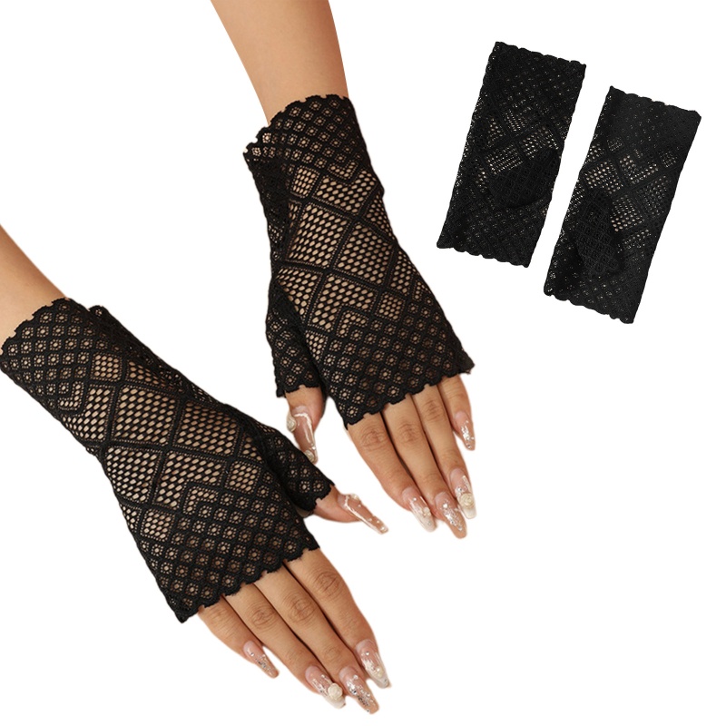 Găng Tay Lưới Ngắn Hóa Trang Cho Nữ