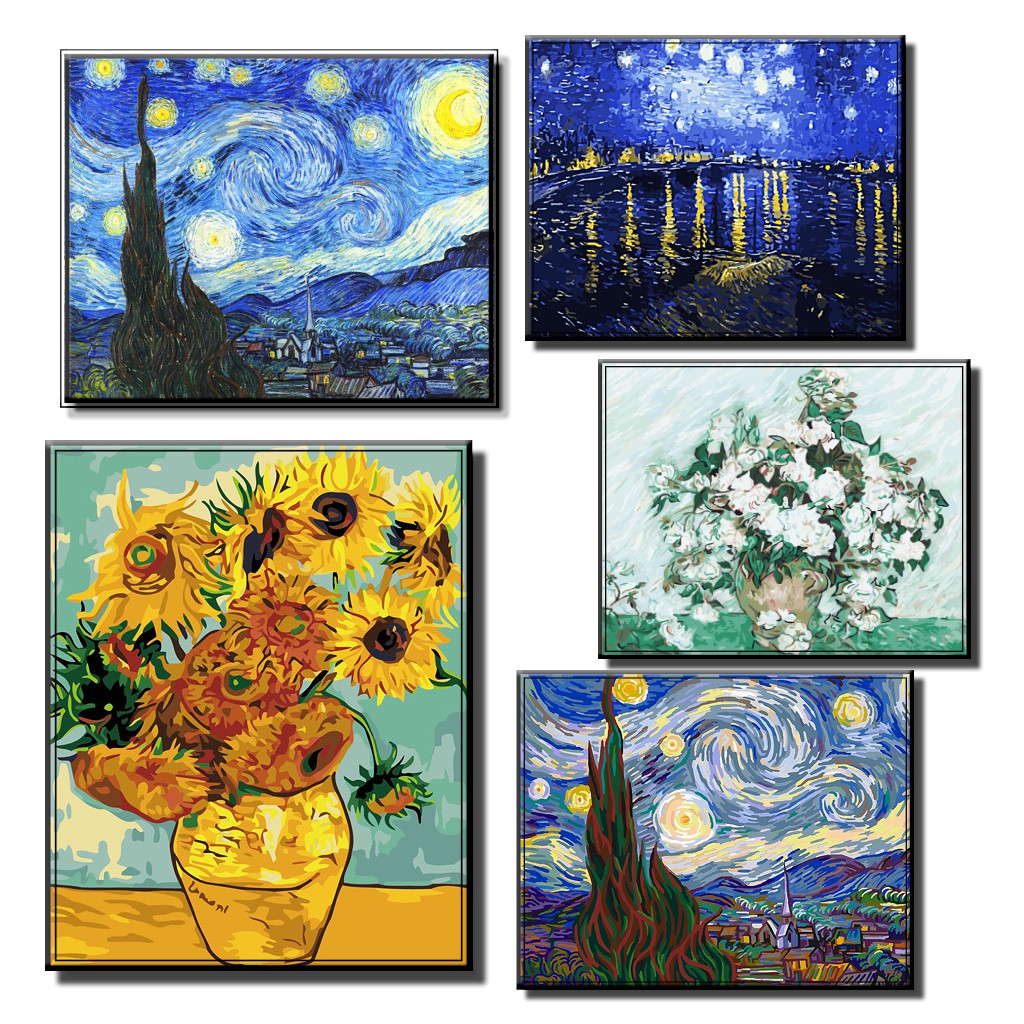 Tranh Sơn Dầu Trang Trí Hình Bức Tranh Van Gogh Kích Thước 40x50cm