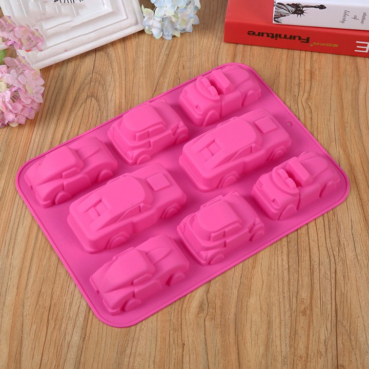 HCm - Khuôn silicon hình xe hơi 8 mẫu làm bánh nướng làm rau câu hay đá viên xe cộ