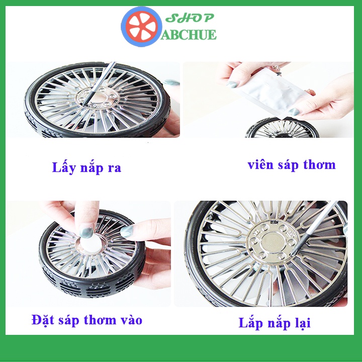 Quạt ô tô mini để taplo xe ô tô , Gắn cửa gió điều hòa có đèn led kết hợp sáp thơm