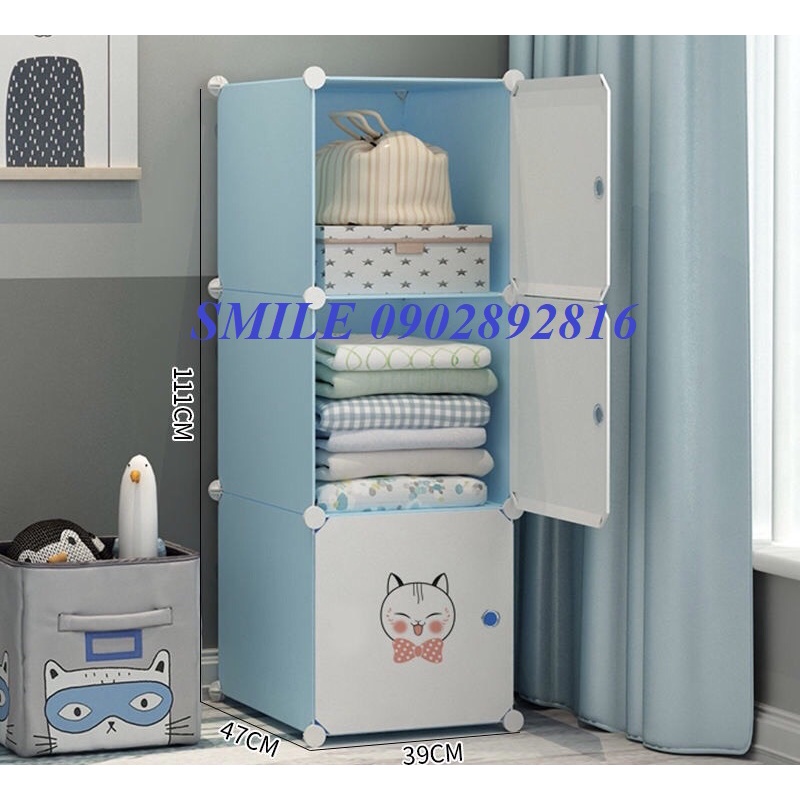 [TẶNG KÈM CHỐT] TỦ NHỰA LẮP GHÉP 3Ô ĐỰNG QUẦN ÁO, ĐỒ DÙNG CÁ NHÂN TIỆN LỢI