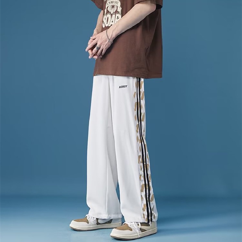 Quần harem Lưng Thun Co Giãn Dáng Rộng Viền Sọc Bên Hông Thoải Mái Phong Cách Hip Hop Đường Phố Cho Nam Cỡ Lớn M-3XL