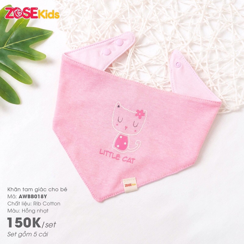 Khăn/ yếm tam giác cúc bấm cotton ZoseKids