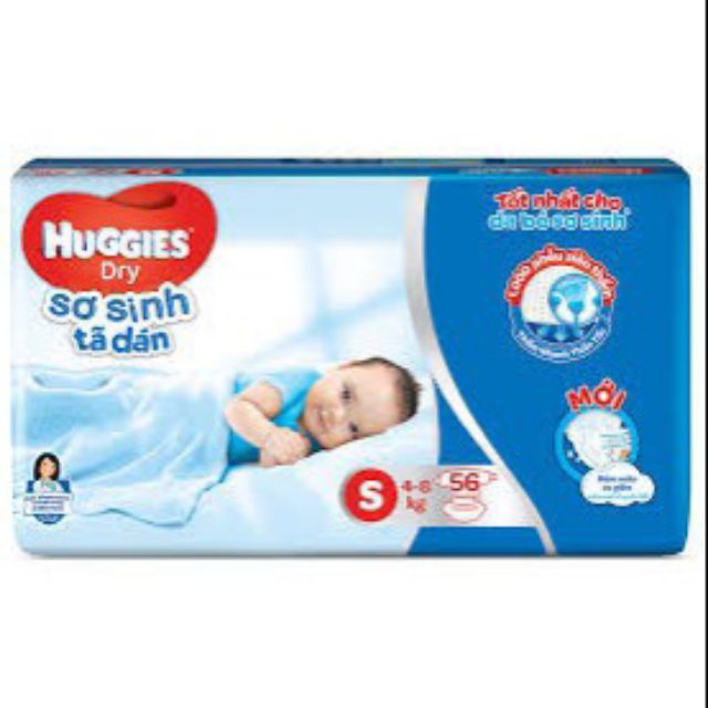 Tã dán sơ sinh Huggies Dry Newborn S56 (56 miếng cho bé 4-8kg)