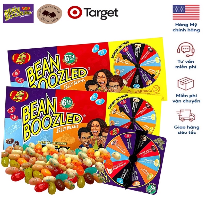 Bill Mỹ  Đời thứ 6 mới nhất Kẹo thối hộp 100g có bàn xoay Bean Boozled Mỹ