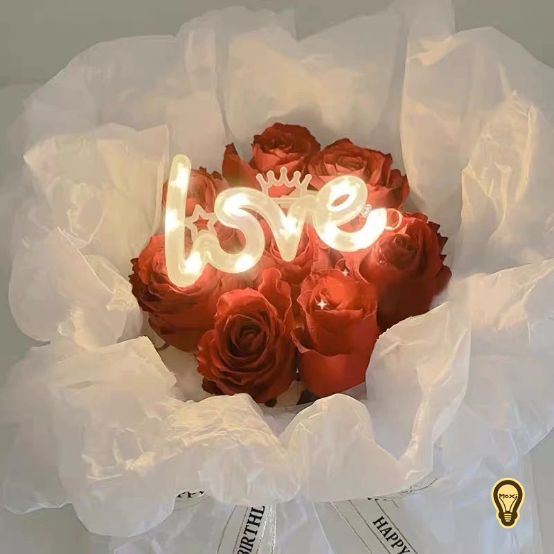 Dây đèn LED chữ LOVE trang trí decor bánh kem  hoa  quà sinh nhật nhỏ gọn tiện lợi MOXI