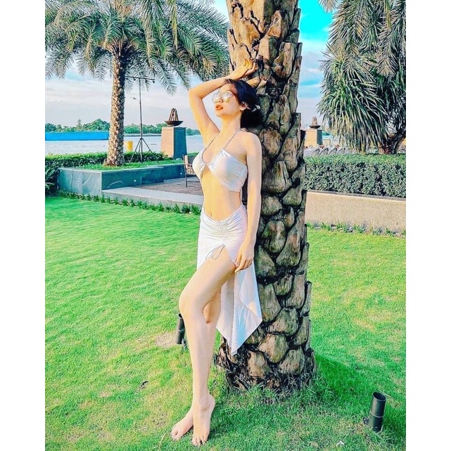 [Giá dùng thử bán lấy đánh giá ] Đồ bơi nữ bikini đi biển hàng cao cấp sét 3 món màu trắng hot trend