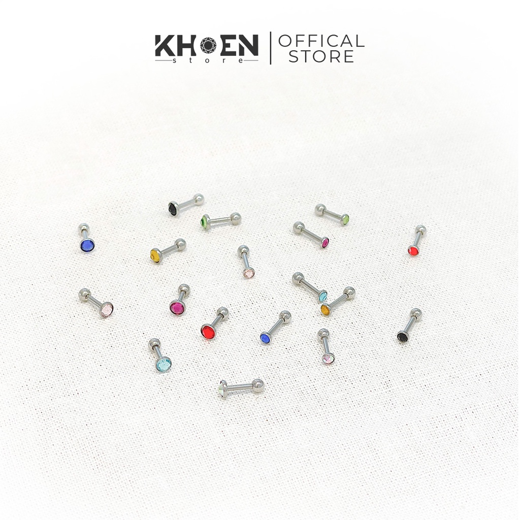 Khuyên tai Nút đá nhiều màu