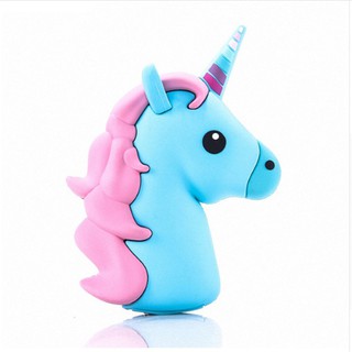 Sạc dự phòng mini hình unicorn xanh bờm hồng
